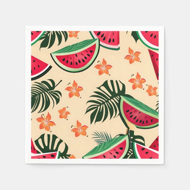 Servilleta De Papel Patrón de verano de la sandía tropical (Anverso)