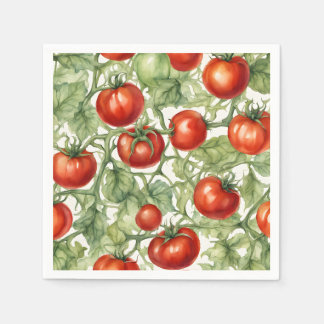 Servilleta De Papel Patrón de vid de tomate acuarela | Jardín Botánico