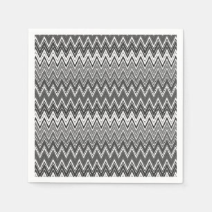 Servilleta De Papel Patrón de zigzag geométrico en blanco y negro