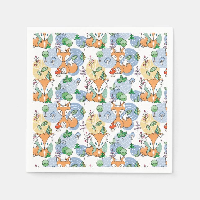 Servilleta De Papel Patrón de zorro pequeño (Anverso)