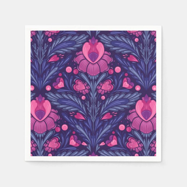 Servilleta De Papel Patrón decorativo con corazones (Anverso)