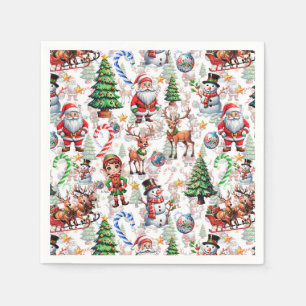 Servilleta De Papel Patrón decorativo de Navidad con fondo blanco