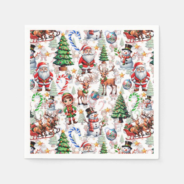 Servilleta De Papel Patrón decorativo de Navidad con fondo blanco (Anverso)
