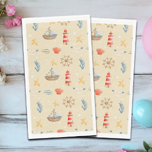 Servilleta De Papel Patrón del faro Boho nautical