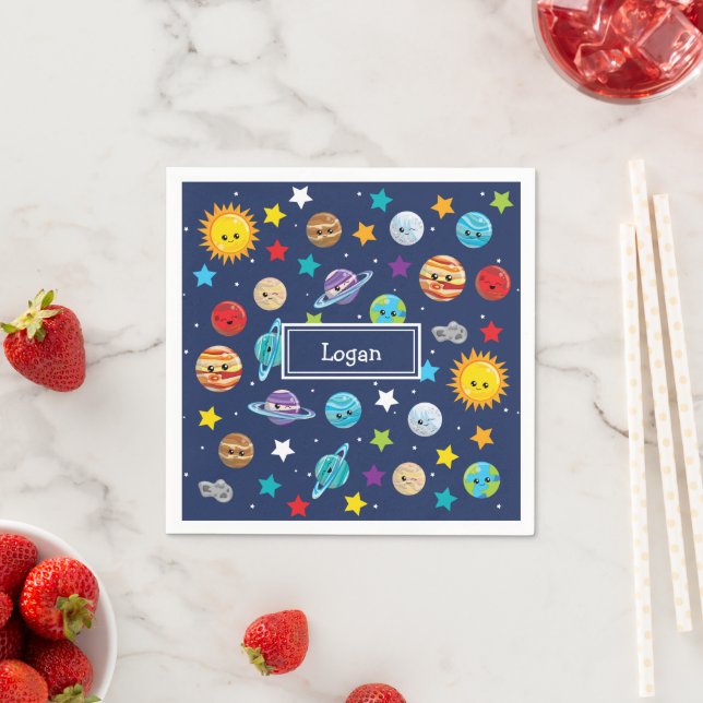 Servilleta De Papel Patrón del sistema solar para los niños Cumpleaños (In situ)