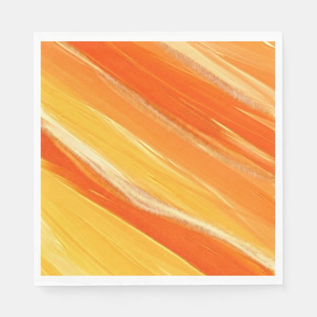 Servilleta De Papel Patrón diagonal en naranja tropical y amarillo (Anverso)