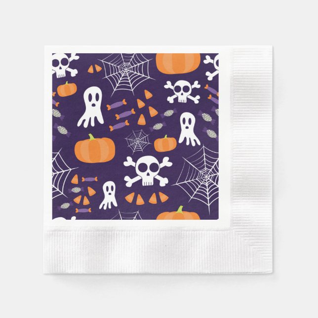 Servilleta De Papel Patrón divertido de Halloween (Anverso)