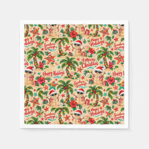 Servilleta De Papel Patrón divertido de vacaciones navideñas tropicale