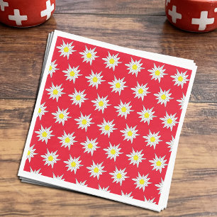 Servilleta De Papel Patrón Edelweiss Papel rojo Fiesta suizo