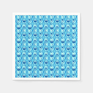 Servilleta De Papel Patrón egipcio Lotus, cobalto y turquesa