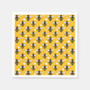 Servilleta De Papel Patrón elegante de abejas amarillas amarillo