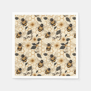 Servilleta De Papel Patrón elegante de abejas y abejas