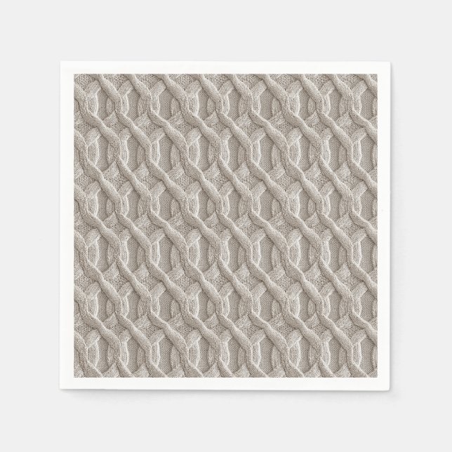 Servilleta De Papel Patrón elegante de cable beige (Anverso)
