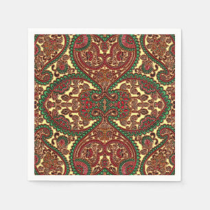 Servilleta De Papel patrón elegante de cachemira victoriano rojo verde