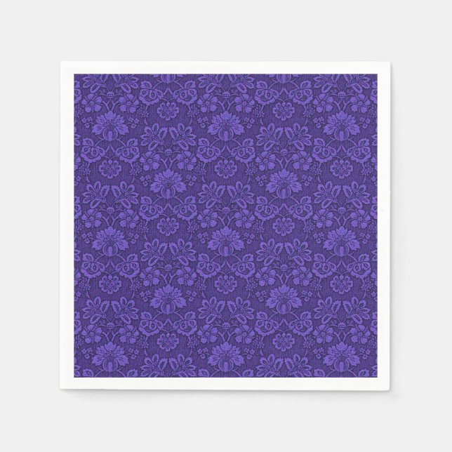 Servilleta De Papel Patrón elegante de damasco violeta (Anverso)