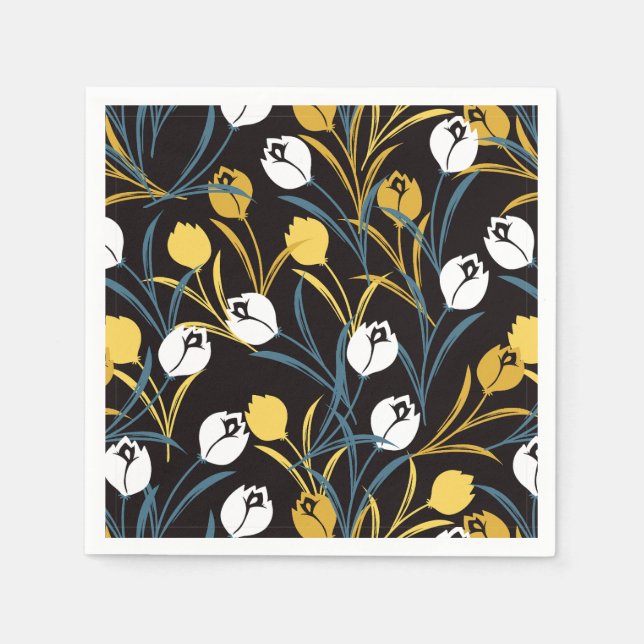 Servilleta De Papel Patrón elegante de flor tulipán (Anverso)