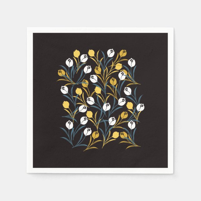 Servilleta De Papel Patrón elegante de flor tulipán (Anverso)