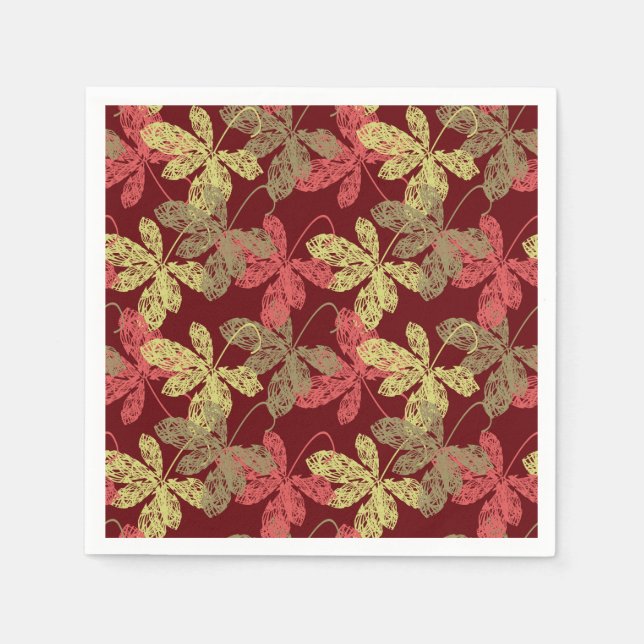 Servilleta De Papel Patrón elegante de hojas de otoño (Anverso)