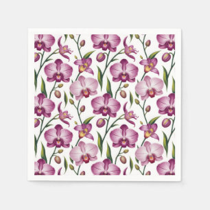 Servilleta De Papel Patrón elegante sin costuras de orquídea morada y