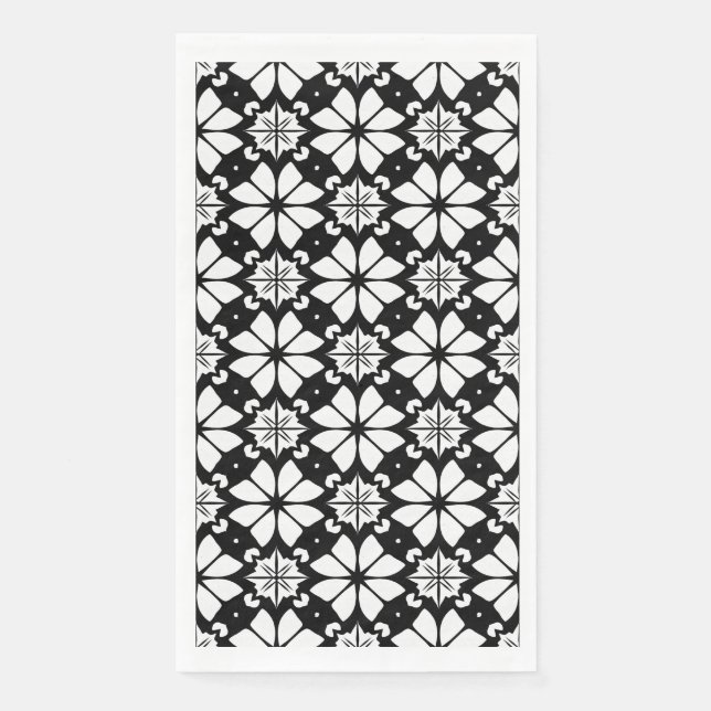 Servilleta De Papel Patrón en blanco y negro (Anverso)