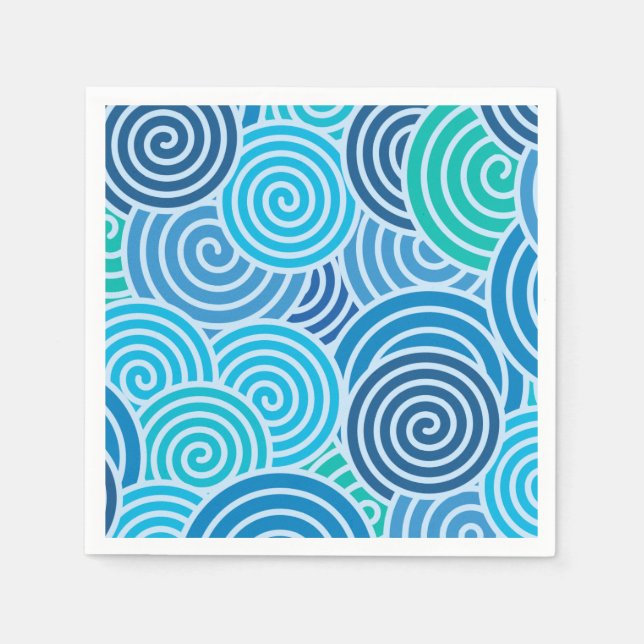 Servilleta De Papel Patrón espiral azul moderno (Anverso)