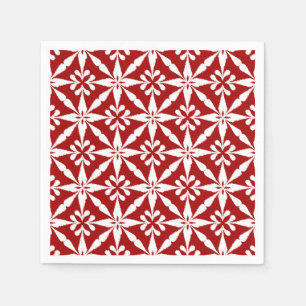 Servilleta De Papel Patrón Estrella Ikat - Blanco y rojo oscuro