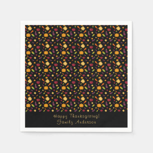Servilleta De Papel Patrón feliz de verduras de acción de gracias negr