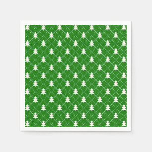 Servilleta De Papel Patrón festivo de árbol de Navidad verde