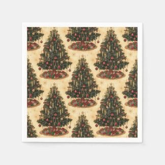 Servilleta De Papel Patrón festivo de árbol de Navidad vintage