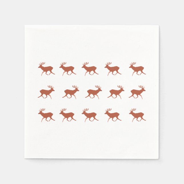 Servilleta De Papel Patrón festivo de ciervos caminando  (Anverso)