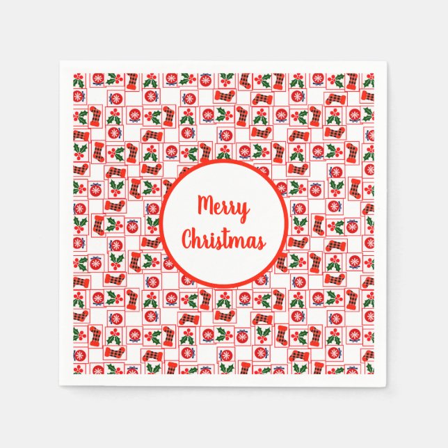 Servilleta De Papel Patrón festivo de Navidad (Anverso)