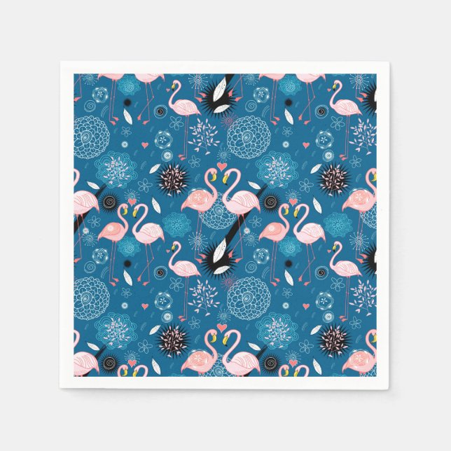 Servilleta De Papel Patrón flamencos de flores cortas (Anverso)
