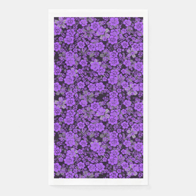 Servilleta De Papel Patrón floral 15.Purple.b Negro BG (Anverso)