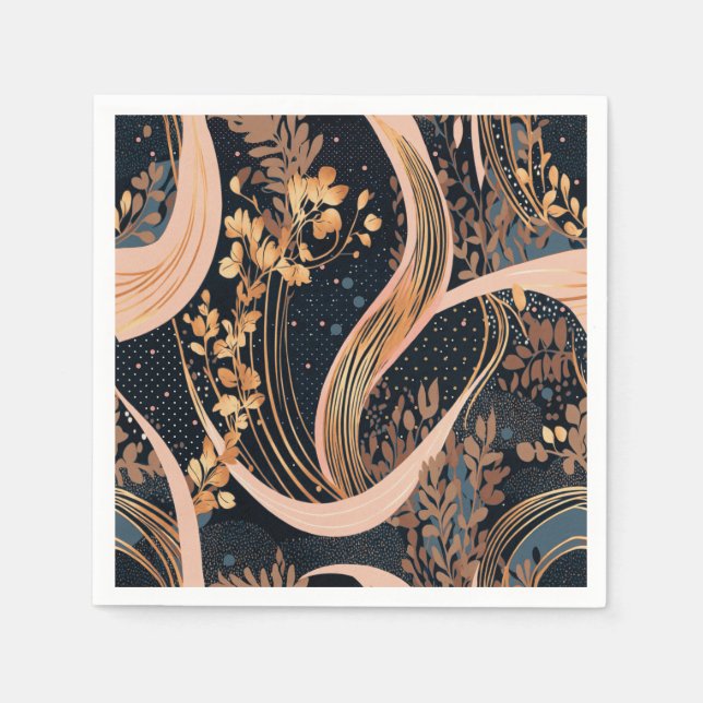 Servilleta De Papel Patrón floral abstracto, puntos de polka, vides (Anverso)