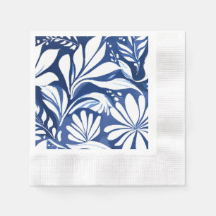 Servilleta De Papel Patrón floral acuarela botánica azul blanco
