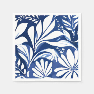 Servilleta De Papel Patrón floral acuarela botánico azul