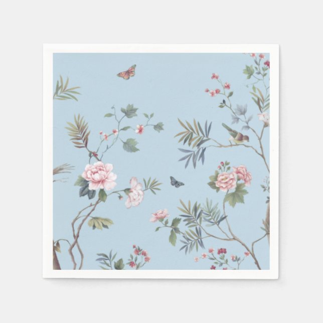 Servilleta De Papel Patrón floral anticuado azul (Anverso)