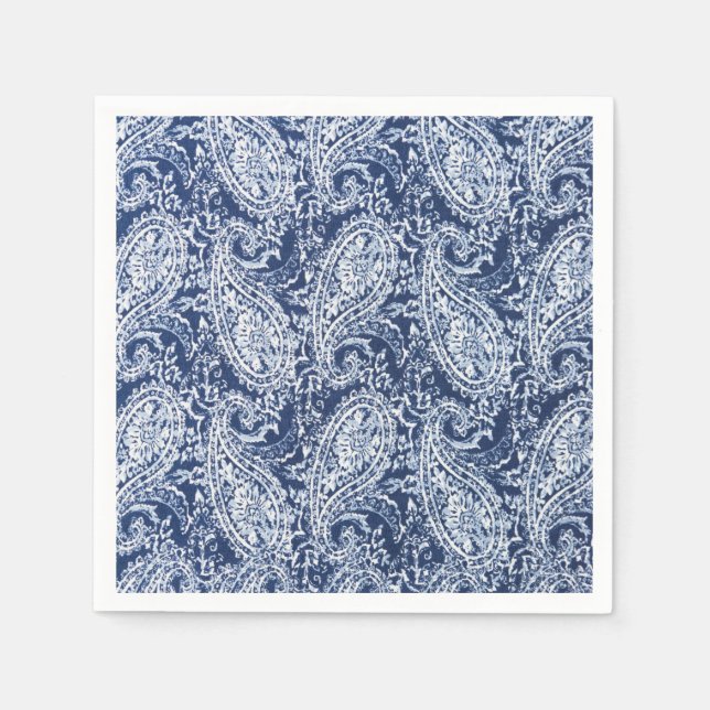 Servilleta De Papel Patrón floral azul (Anverso)