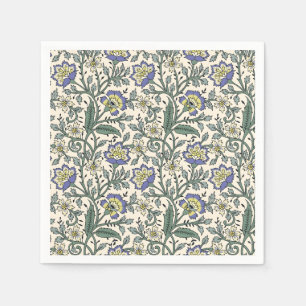 Servilleta De Papel Patrón floral azul, amarillo y blanco sin costuras