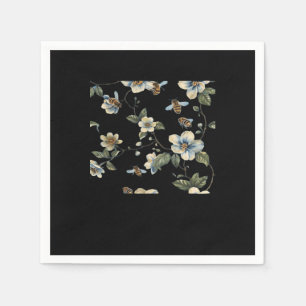 Servilleta De Papel Patrón floral azul blanco - Aesía oscura de vértig