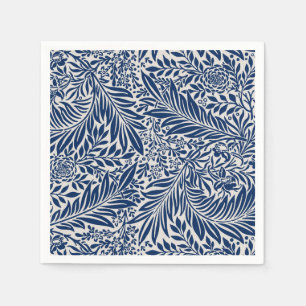 Servilleta De Papel patrón floral azul con diversas hojas y flores