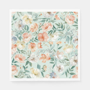 Servilleta De Papel Patrón floral azul de acuarela de pradera de flore