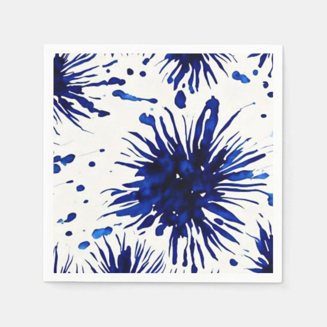 Servilleta De Papel patrón floral azul marino (Anverso)