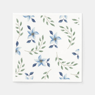 Servilleta De Papel patrón floral azul sin costuras 