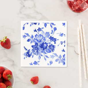 Servilleta De Papel Patrón floral azul vintage