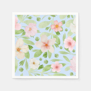 Servilleta De Papel Patrón floral azul y rosa pastel