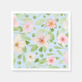 Servilleta De Papel Patrón floral azul y rosa pastel