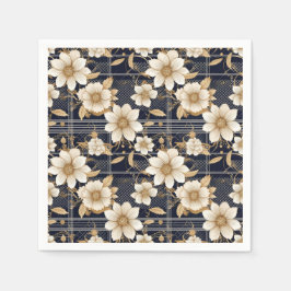Servilleta De Papel Patrón floral beige de Royal Blue Plaid