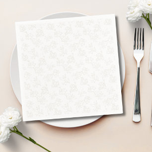 Servilleta De Papel Patrón floral botánico minimalista beige dorado