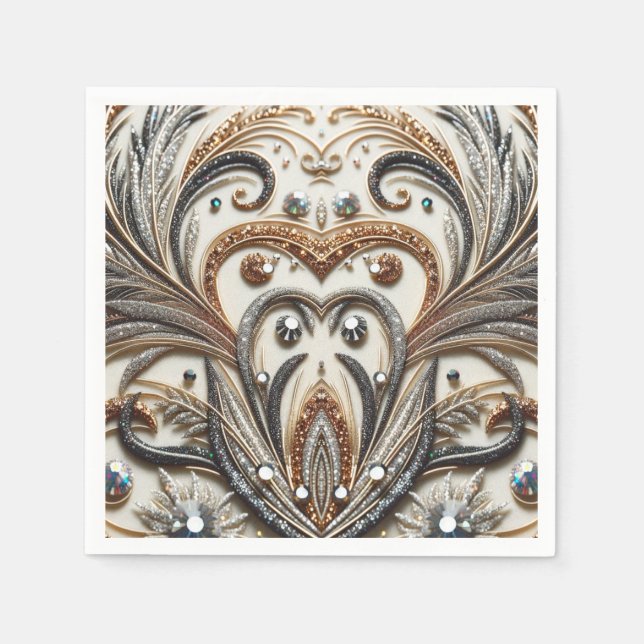 Servilleta De Papel Patrón floral brillante con piedra gemela (Anverso)